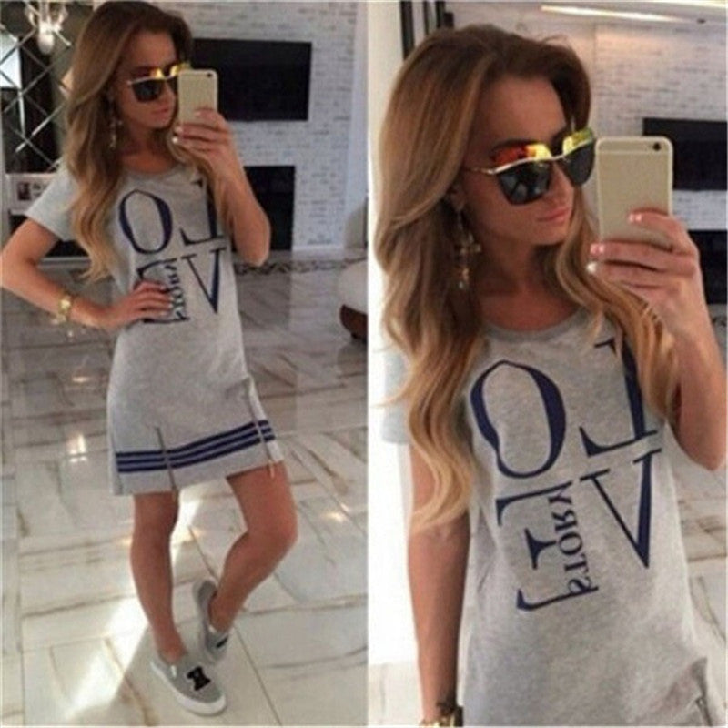 Women Short Sleeve Casual T-Shirt Dress